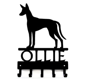 Ibizan Hound Dog key rack/ leash hanger with custom name - The Metal Peddler Key Rack Breed I, Dog, Ibizan Hound, personalized, Personalized Gifts, personalizetext