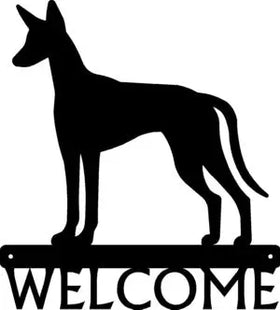 Ibizan Hound Dog Welcome Sign - The Metal Peddler Welcome Signs breed, Dog, Ibizan Hound, porch, Welcome sign