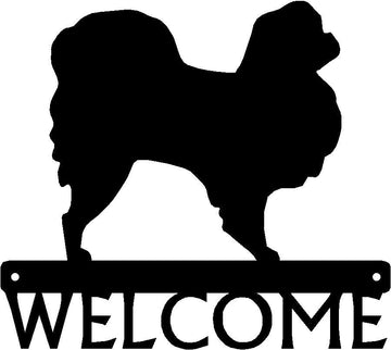 Japanese Chin Dog Welcome Sign - The Metal Peddler Welcome Signs breed, Dog, Japanese Chin, porch, welcome sign