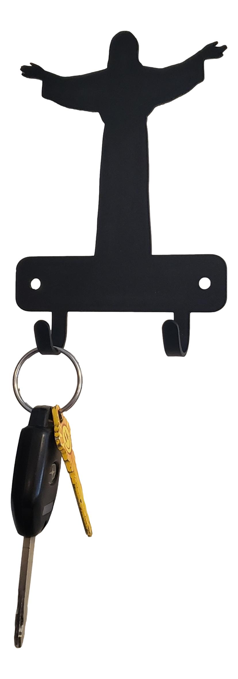 Jesus Rosary Beads Holder or Mini Key Rack with 2 hooks - The Metal Peddler Key Rack Christian, faith, key rack, mini kr, religion, religious