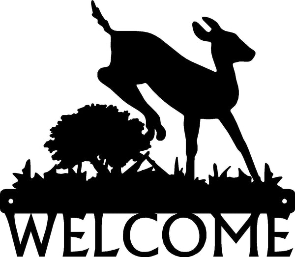 Jumping Doe, Deer Welcome Sign - The Metal Peddler Welcome Signs deer, porch, welcome sign