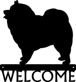 Keeshond Dog Welcome Sign - The Metal Peddler Welcome Signs breed, Dog, Keeshond, porch, welcome sign