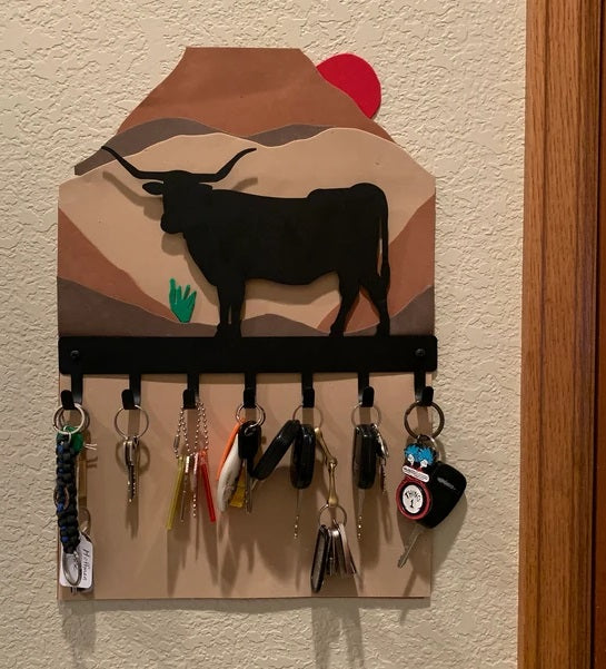 Longhorn Steer Bull Key Rack - The Metal Peddler Key Rack bull, dad, farm, key rack, longhorn, not-dog, steer