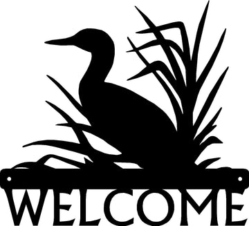 Loon in Grass Bird Welcome Sign - The Metal Peddler Welcome Signs bird, loon, porch, waterfowl, welcome sign