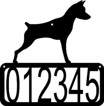 Miniature Pinscher Dog House Address Sign - The Metal Peddler Address Signs address sign, breed, Dog, House sign, Min Pin, Miniature Pinscher, Personalized Signs, personalizetext, porch