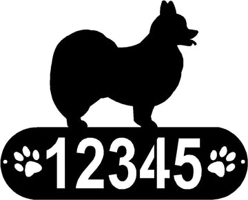 Cylindrical shape with Address numbers and a paw print on each side cut out- Papillion Silhouette on top-Papillon Dog PAWS House Address Sign or Name Plaque - The Metal Peddler Address Signs address sign, breed, Dog, Dog Signs, Name plaque, Papillon, Personalized Signs, personalizetext