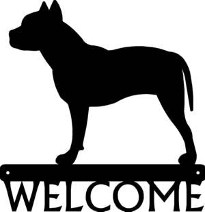 Pit Bull Terrier Dog Welcome Sign - The Metal Peddler Welcome Signs Dog, Pit Bull, porch, welcome sign