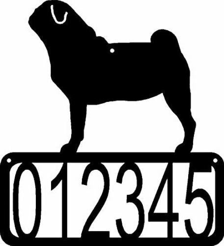 Pug Dog House Address Sign - The Metal Peddler Address Signs address sign, Dog, House sign, Personalized Signs, personalizetext, porch, Pug