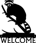 Raccoon on Branch Welcome Sign - The Metal Peddler Welcome Signs porch, Raccoon, Welcome sign