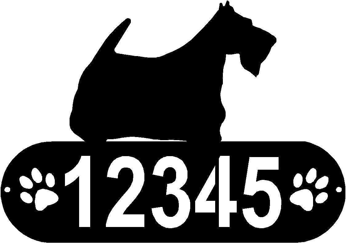 Scottish Terrier Dog PAWS House Address Sign - The Metal Peddler Address Signs address sign, breed, Dog, Dog Signs, Name plaque, Personalized Signs, personalizetext, Scottish Terrier