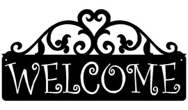 Welcome Sign - Curling Vines Scroll - The Metal Peddler  decorative, porch, scroll, welcome sign