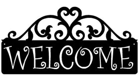 Welcome Sign - Curling Vines Scroll - The Metal Peddler  decorative, porch, scroll, welcome sign