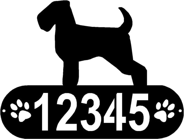 Cylindrical shape with Address numbers and a paw print on each side cut out- Wheaten Terrier Silhouette on top-Wheaten Terrier Dog PAWS House Address Sign - The Metal Peddler Address Signs address sign, breed, Dog, Dog Signs, Name plaque, Personalized Signs, personalizetext, Wheaten Terrier
