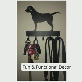 A short video shows the labrador key hanger and leash holder