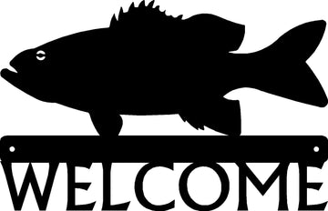 Bass Fish Welcome Sign - The Metal Peddler Welcome Signs bass, custom, fish, lake, Personalized Signs, personalizetext, porch, welcome sign, wildlife
