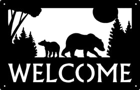 Bears - Mama and Cob Welcome Sign or Name/ House Number - The Metal Peddler Welcome Signs 17x11, address sign, bear, bears, Name plaque, name sign, nature, not-dog, personalized, Personalized Gifts, Personalized Signs, personalizetext, porch, welcome sign, wildlife