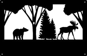 Bear & Moose Art/ Welcome Sign or Name/ House Number - The Metal Peddler Welcome Signs 17x11, address sign, bird, eagle, Name plaque, Personalized Signs, personalizetext, porch, welcome sign, wildlife