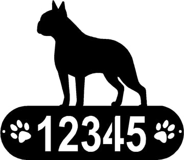 Boston Terrier PAWS House Address Sign or Name Plaque - The Metal Peddler Address Signs address sign, Boston Terrier, breed, Breed B, Dog, Dog Signs, Name plaque, Personalized Signs, personalizetext