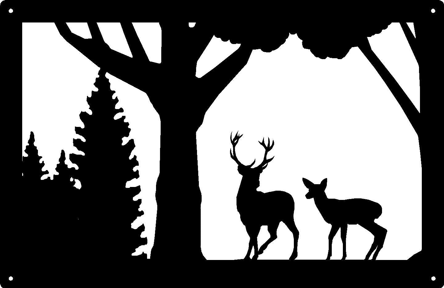 Buck and Doe Wildlife Wall Art Sign  17x11 - The Metal Peddler  17x11, antlers, buck, deer, doe, wildlife