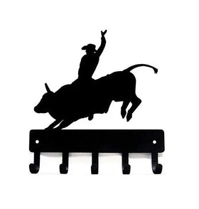 Bull Rider #01 - Rodeo Cowboy Key Rack with hooks - The Metal Peddler Key Rack bull rider, bullriding, country, Cowboy, farm, key rack, not-Dog, ranch, rodeo, western