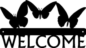 3 Butterflies Welcome Sign - The Metal Peddler Welcome Signs butterfly, Buttreflies, porch, Welcome sign
