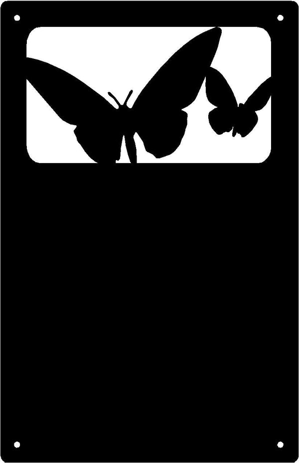 2 Butterflies in Rectangular cutout at top-Wall Art Magnetic Memo (11x17) - The Metal Peddler Butterfly, Memo board