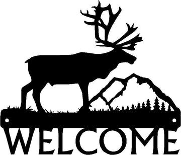 Caribou Welcome Sign - The Metal Peddler Welcome Signs antlers, porch, Welcome Sign