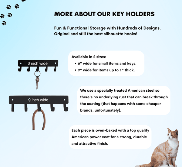 Cat #08 Key Rack with 5 hooks - The Metal Peddler Key Rack Cat, key rack, not-dog