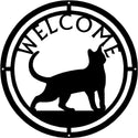Cat #17 Round Welcome Sign - The Metal Peddler Welcome Signs cat, porch, Welcome Sign