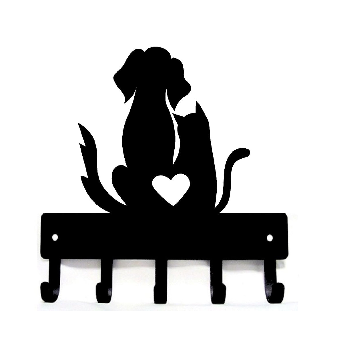 Dog & Cat ❤️ Key Rack with 5 hooks - The Metal Peddler Key Rack Cat, dog, key rack, leash hanger, leash rack, not-dog