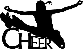 Cheerleader Jump Kick CHEER  - Sport Silhouettes Wall Art - The Metal Peddler  cheer, cheerleader, cheerleading, silhouettes, sports, wall art