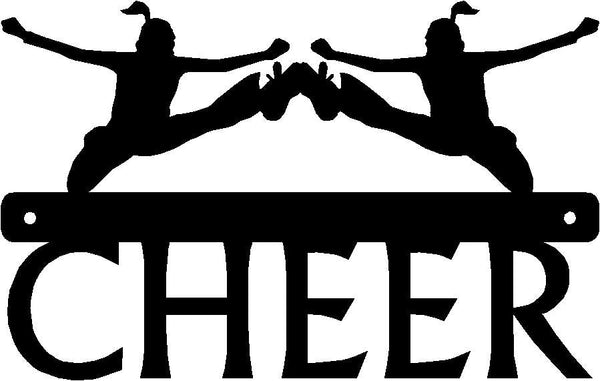Cheer Kick Duo - Sport Silhouettes Wall Art - The Metal Peddler  cheer, cheerleader, cheerleading, silhouettes, sports, wall art