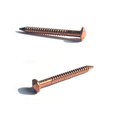 Copper Nails - Threaded with attractive head - The Metal Peddler Fence post caps copper nails, outdoor copper