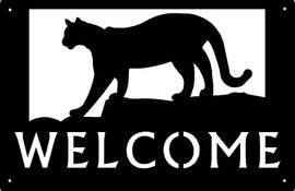 Cougar on rocks- Welcome Sign 17x11 - The Metal Peddler Welcome Signs 17x11, Cougar, porch, Welcome sign