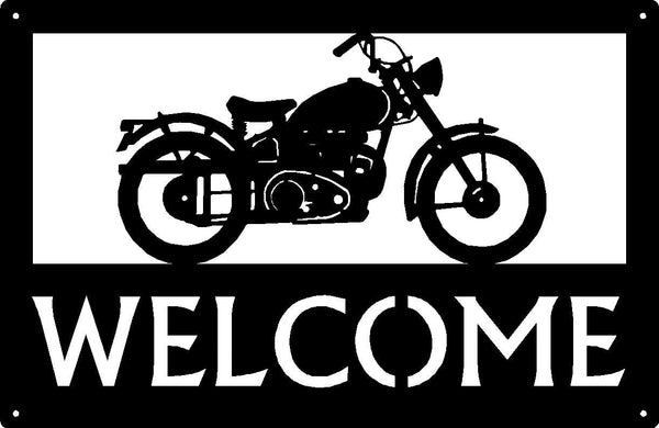 Vintage Cruiser Style Motorcycle #11 Welcome Sign 17x11 - The Metal Peddler  17x11, motorcycle, porch, welcome sign