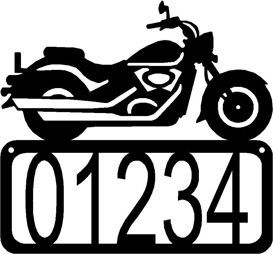 Motorcycle #12 House Address Sign - The Metal Peddler Address Signs Address sign, auto, automobile, House sign, motorcycles, Personalized Signs, personalizetext, porch, transportation, vehicles