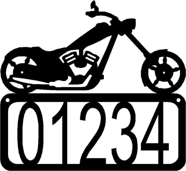 Motorcycle #02 Chopper House Address Sign - The Metal Peddler Address Signs Address sign, auto, automobile, House sign, motorcycles, Personalized Signs, personalizetext, porch, transportation, vehicles