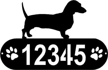Dachshund PAWS House Address Sign or Name Plaque - The Metal Peddler Address Signs address sign, breed, Dachshund, Dog, Dog Signs, Name plaque, Personalized Signs, personalizetext