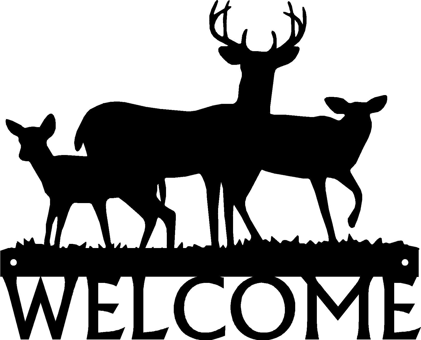 Deer Family #11: Buck, doe and fawn Welcome Sign - The Metal Peddler Welcome Signs antlers, buck, deer, porch, welcome sign