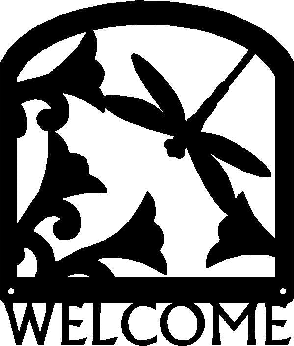 Dragonfly Welcome Sign - The Metal Peddler Welcome Signs dragonfly, flowers, garden, porch, welcome sign
