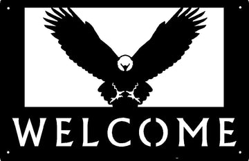 Eagle Flying front view Welcome Sign 17x11 - The Metal Peddler Welcome Signs 17x11, porch, Welcome sign