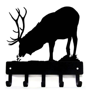 Feeding Elk Bull Key Rack - The Metal Peddler Key Rack antlers, elk, key rack, wildlife