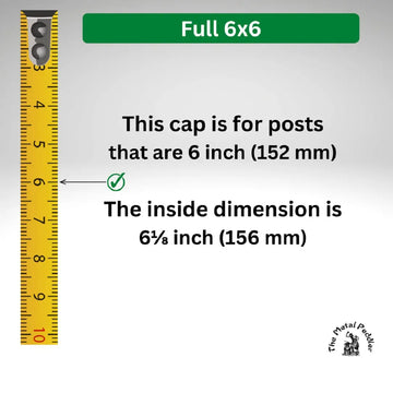 (6-1/8 inch) Full 6x6 Stainless Steel Pyramid Fence post cap - The Metal Peddler Fence post caps 6x6, fence caps, Fence post caps