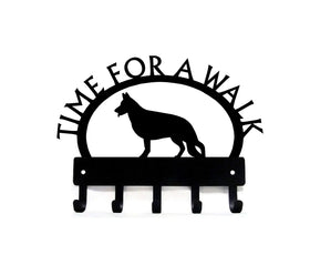 German Shepherd #1 TIME FOR A WALK Dog Key Rack & Leash Holder - The Metal Peddler Key Rack Alsatian, breed, Breed G, Dog, German Shepherd, German Shepherd Standing, GSD, key rack, leash rack