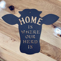 Cow head sign - "Home is where the herd is" - The Metal Peddler Wall Art cow, decorative, farm, funny, not-dog, wall art, wall decor