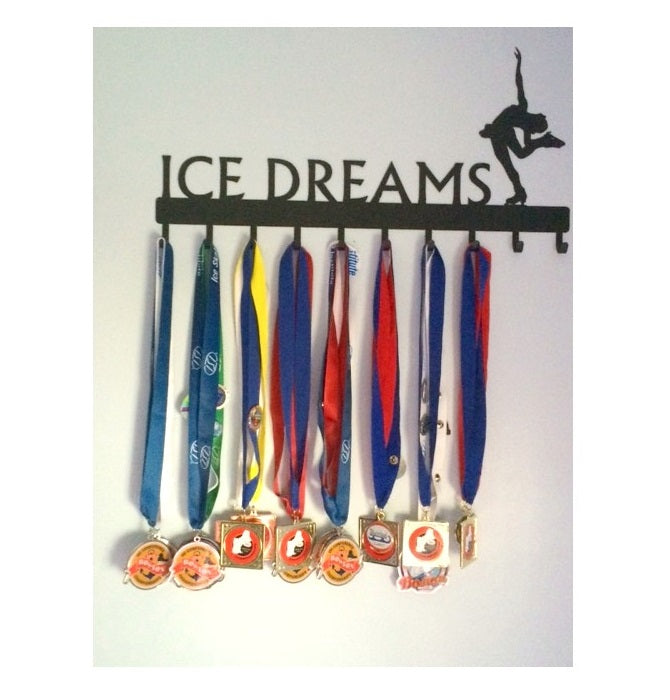 Ice Dreams Figure Skating Medal Rack Display - The Metal Peddler Medal Holders figure skating, medal rack, Personalized Gifts, personalizetext, sport, sport hooks, sporthooks, sports, winter sports