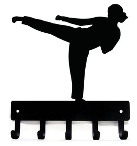 Karate Kick Female Key Rack - The Metal Peddler Key Rack karate, key rack, medal hanger, sport hooks, sports