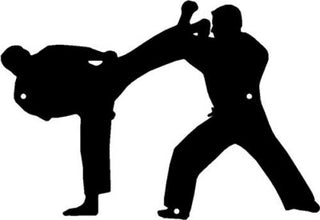 Karate Sparring Partners - Sport Silhouettes Wall Art - The Metal Peddler  judo, karate, martial arts, silhouettes, sports, taekwondo, wall art