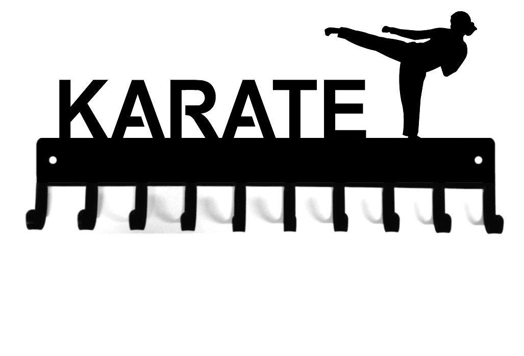 Karate side kick (Female) - Medal Rack Display - The Metal Peddler  karate, medal rack, sport hooks, sports