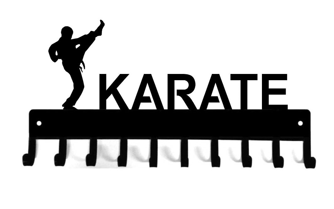 Karate High Kick - Medal Rack Display - The Metal Peddler Medal Holders karate, medal rack, Personalized Gifts, personalizetext, sport, sport hooks, sporthooks, sports